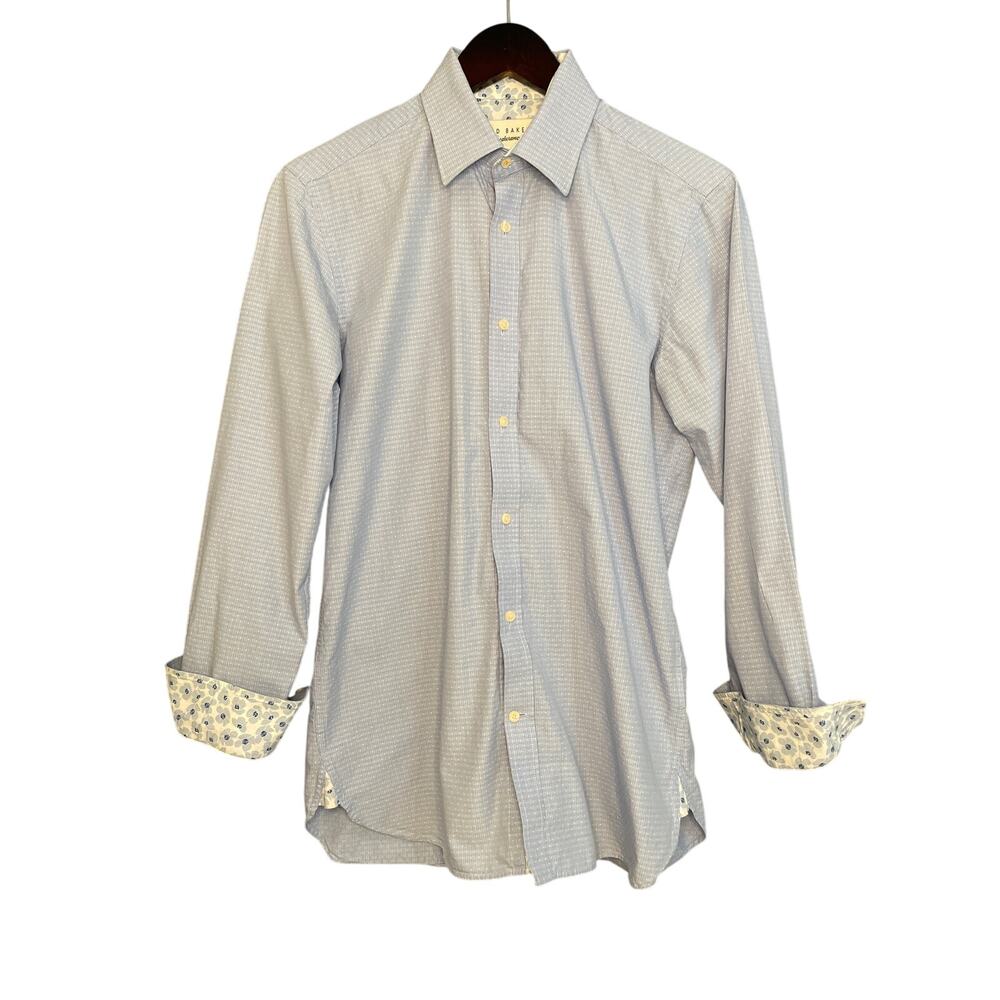 Ted Baker Endurance Men’s Shirt Size 15 32/33 Blue/White Button Down